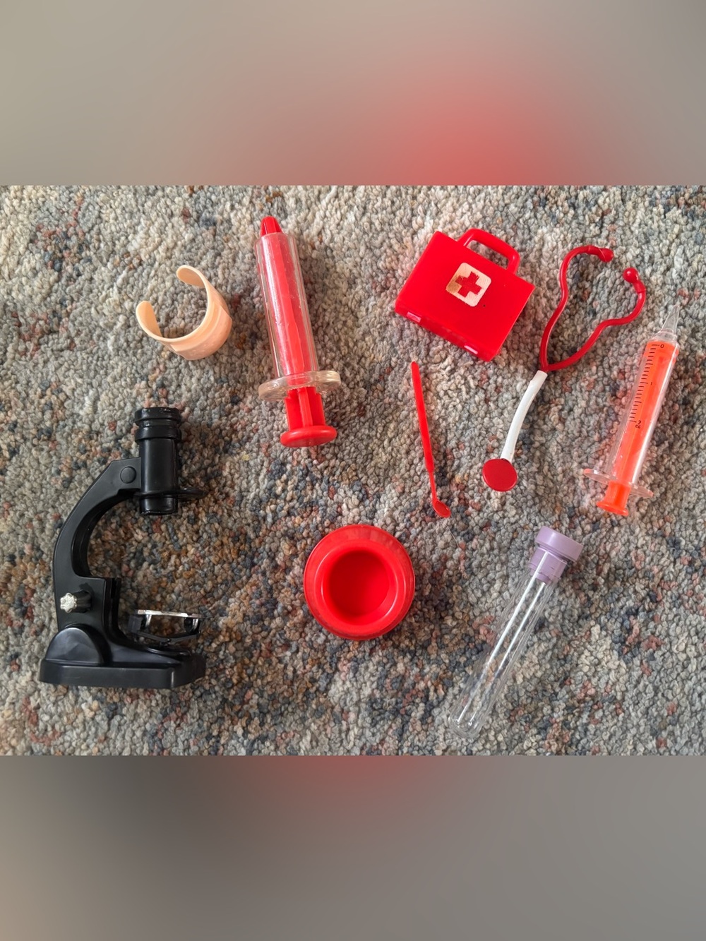 Vintage Kids Medical Playset Toy - Red and Black Pretend Doctor Kit